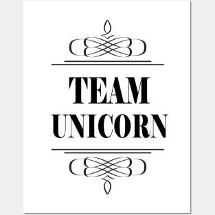 Team Unicorn Black Swirls Posters and Art